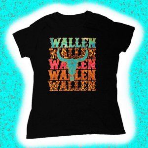 Women's Medium Morgan Wallen T-Shirt Top | Turquoise Blue, Leopard, Pink, Black